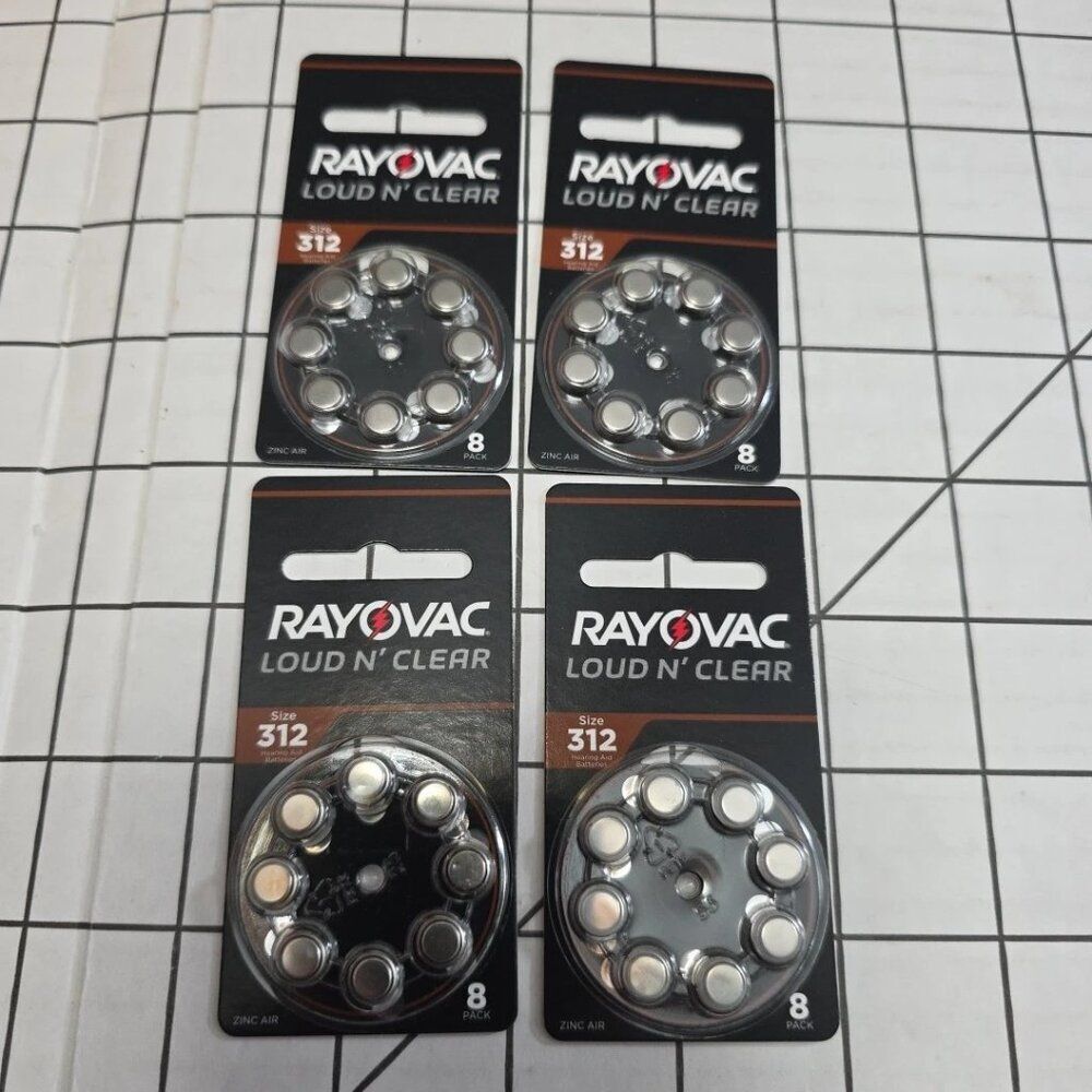 RAYOVAC Loud N' Clear #312 Hearing Aid Batteries 4 Packs, Exp 7/25, 32 total  #1